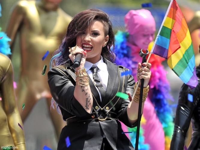 Demi Lovato comes out as non-binary :) | image tagged in demi lovato lgbtq | made w/ Imgflip meme maker