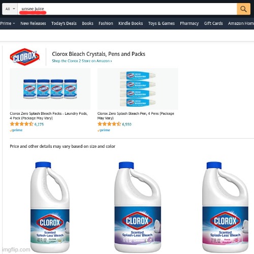 Thank you amazon!!! | image tagged in unsee juice,bleach,amazon | made w/ Imgflip meme maker