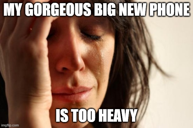 First World Problems Meme | MY GORGEOUS BIG NEW PHONE; IS TOO HEAVY | image tagged in memes,first world problems,AdviceAnimals | made w/ Imgflip meme maker