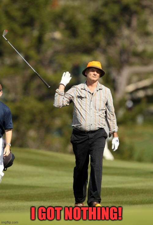 Bill Murray Golf Meme | I GOT NOTHING! | image tagged in memes,bill murray golf | made w/ Imgflip meme maker