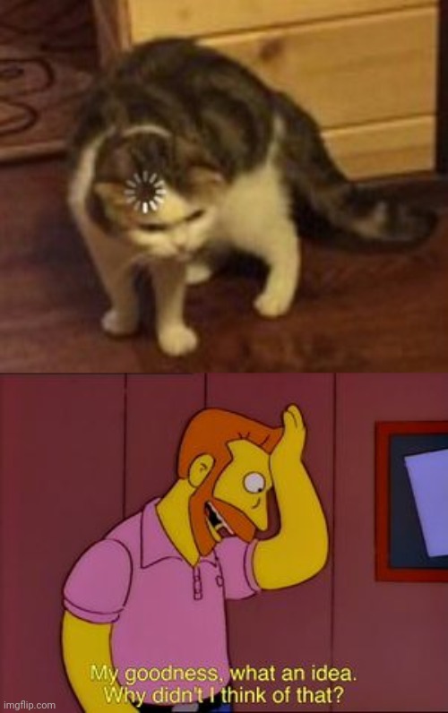 image tagged in loading cat,what an idea | made w/ Imgflip meme maker