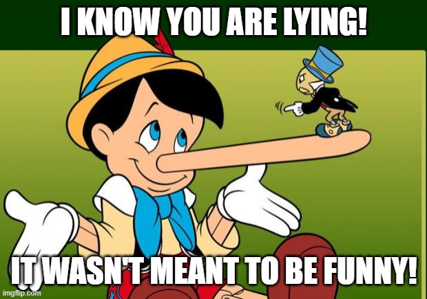 Liar | I KNOW YOU ARE LYING! IT WASN'T MEANT TO BE FUNNY! | image tagged in liar | made w/ Imgflip meme maker