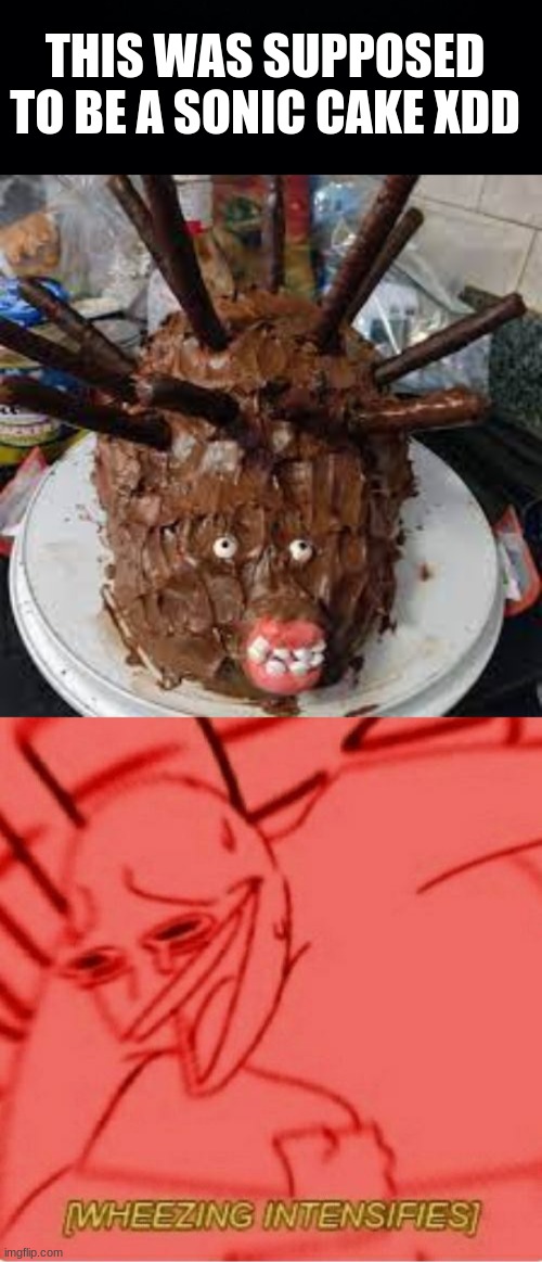 THIS WAS SUPPOSED TO BE A SONIC CAKE XDD | image tagged in black background,wheeze | made w/ Imgflip meme maker