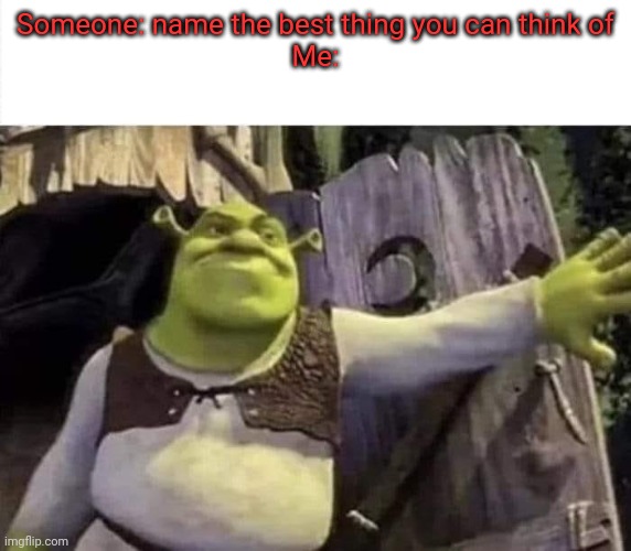 SHREKKKK |  Someone: name the best thing you can think of
Me: | image tagged in shrek opens the door | made w/ Imgflip meme maker