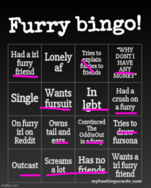 hey I got bingo! | image tagged in furry bingo | made w/ Imgflip meme maker
