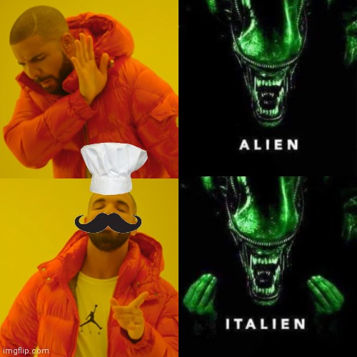 Italien | image tagged in memes,drake hotline bling,italy,pizza,funny,aliens | made w/ Imgflip meme maker