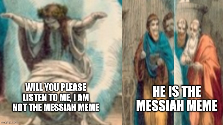 I am not the messiah | WILL YOU PLEASE LISTEN TO ME, I AM NOT THE MESSIAH MEME; HE IS THE MESSIAH MEME | image tagged in i am not the messiah | made w/ Imgflip meme maker