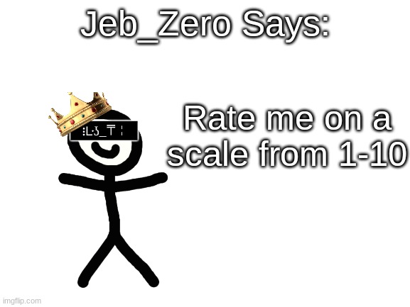 Jeb_Zero | Rate me on a scale from 1-10 | image tagged in jeb_zero | made w/ Imgflip meme maker