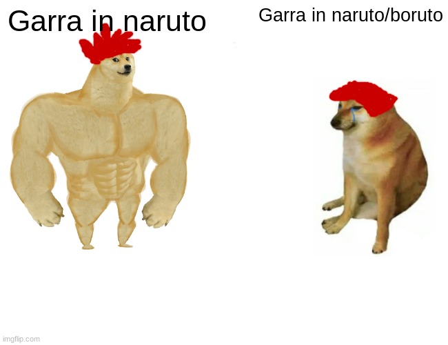 Buff Doge vs. Cheems Meme | Garra in naruto; Garra in naruto/boruto | image tagged in memes,buff doge vs cheems | made w/ Imgflip meme maker