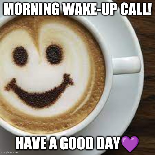 GOOD MORNING MEMERS | MORNING WAKE-UP CALL! HAVE A GOOD DAY💜 | image tagged in mornin | made w/ Imgflip meme maker
