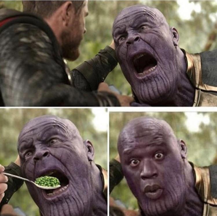 Thanos eating Peas Blank Meme Template