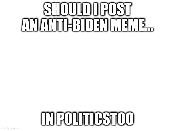 should i show them the truth | SHOULD I POST AN ANTI-BIDEN MEME... IN POLITICSTOO | image tagged in blank white template | made w/ Imgflip meme maker