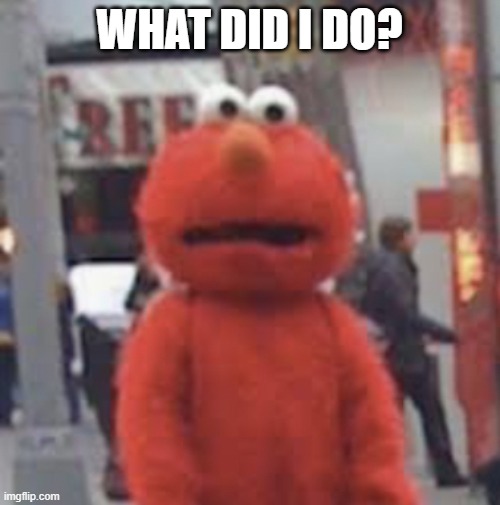 Elmo | WHAT DID I DO? | image tagged in elmo | made w/ Imgflip meme maker