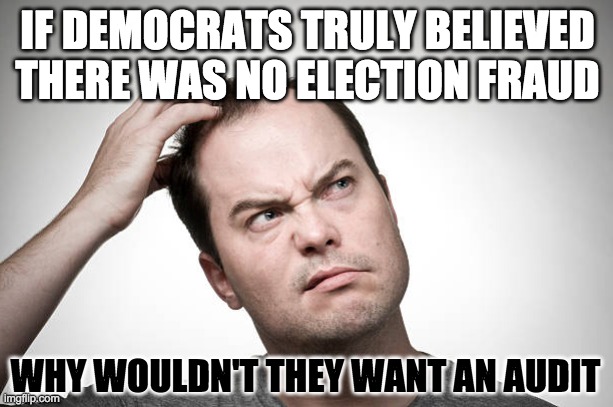 IF DEMOCRATS TRULY BELIEVED THERE WAS NO ELECTION FRAUD WHY WOULDN'T THEY WANT AN AUDIT | made w/ Imgflip meme maker