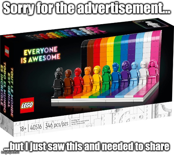 Pride Lego, everyone! |  Sorry for the advertisement... ...but I just saw this and needed to share | image tagged in pride,lego,everyone is awesome | made w/ Imgflip meme maker