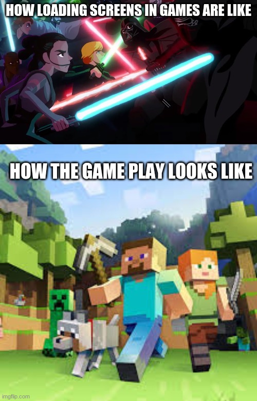 the game play is a little laggy and then the loading screen looks perfect | HOW LOADING SCREENS IN GAMES ARE LIKE; HOW THE GAME PLAY LOOKS LIKE | image tagged in games | made w/ Imgflip meme maker