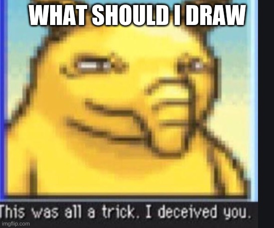 This was all a trick. I deceived you. | WHAT SHOULD I DRAW | image tagged in this was all a trick i deceived you | made w/ Imgflip meme maker