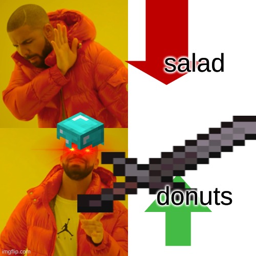 Drake Hotline Bling | salad; donuts | image tagged in memes,drake hotline bling | made w/ Imgflip meme maker