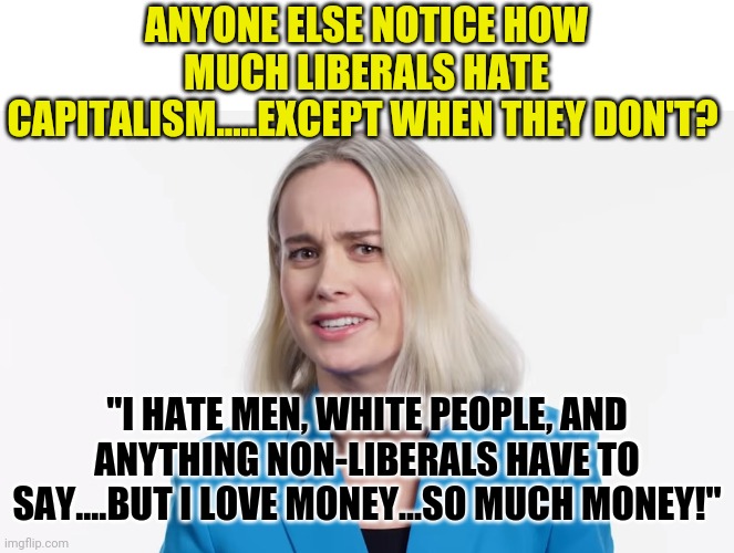 Hypocrisy...its how some people live daily. | ANYONE ELSE NOTICE HOW MUCH LIBERALS HATE CAPITALISM.....EXCEPT WHEN THEY DON'T? "I HATE MEN, WHITE PEOPLE, AND ANYTHING NON-LIBERALS HAVE TO SAY....BUT I LOVE MONEY...SO MUCH MONEY!" | image tagged in personal attack,liberal logic,liberal hypocrisy | made w/ Imgflip meme maker