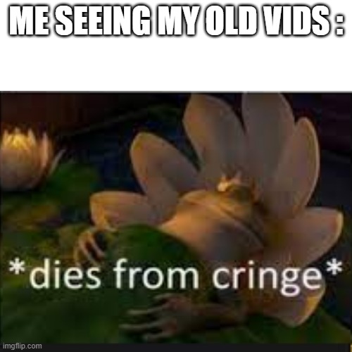 cringe | ME SEEING MY OLD VIDS : | image tagged in memes,funny memes,haha,funny | made w/ Imgflip meme maker