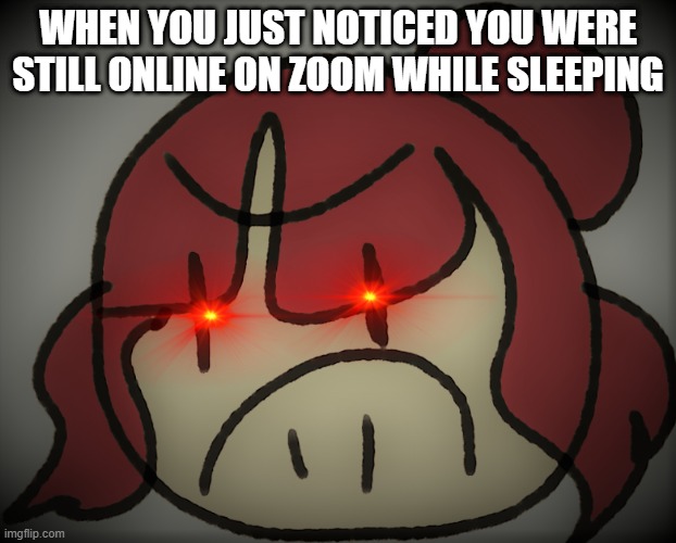 OH HECK NO | WHEN YOU JUST NOTICED YOU WERE STILL ONLINE ON ZOOM WHILE SLEEPING | image tagged in memes | made w/ Imgflip meme maker