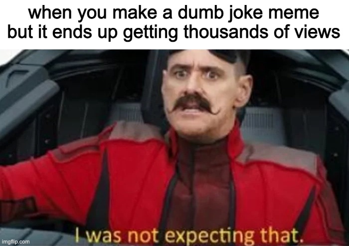 I was not expecting that | when you make a dumb joke meme but it ends up getting thousands of views | image tagged in i was not expecting that,imgflip,memes | made w/ Imgflip meme maker
