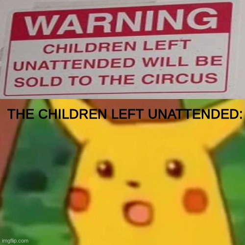Surprised Pikachu Meme | THE CHILDREN LEFT UNATTENDED: | image tagged in memes,surprised pikachu,kids,dank memes,dank | made w/ Imgflip meme maker