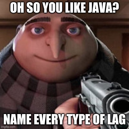 oh so u like x | OH SO YOU LIKE JAVA? NAME EVERY TYPE OF LAG | image tagged in oh so you like x name every y | made w/ Imgflip meme maker