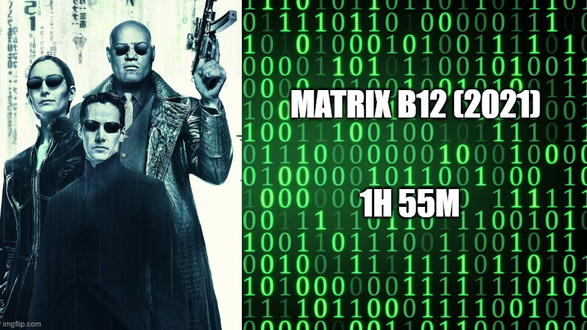 Binary | MATRIX B12 (2021); 1H 55M | image tagged in binary | made w/ Imgflip meme maker