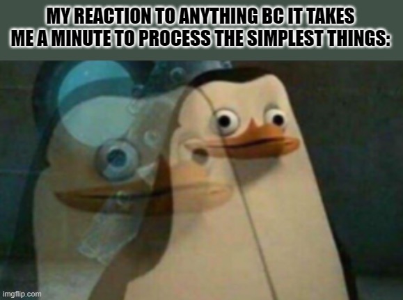 MY REACTION TO ANYTHING BC IT TAKES ME A MINUTE TO PROCESS THE SIMPLEST THINGS: | made w/ Imgflip meme maker