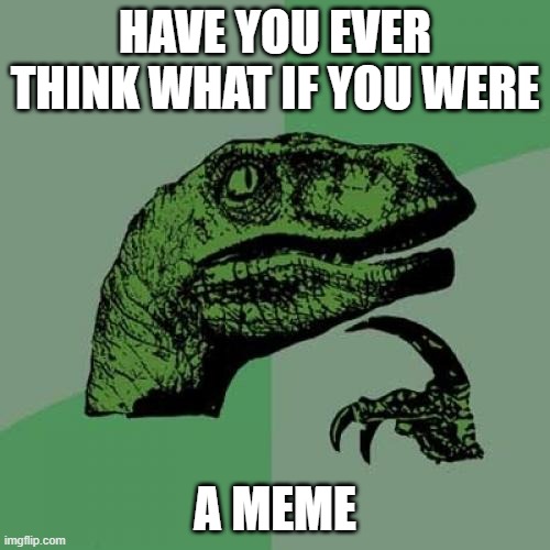 Philosoraptor Meme | HAVE YOU EVER THINK WHAT IF YOU WERE; A MEME | image tagged in memes,philosoraptor | made w/ Imgflip meme maker