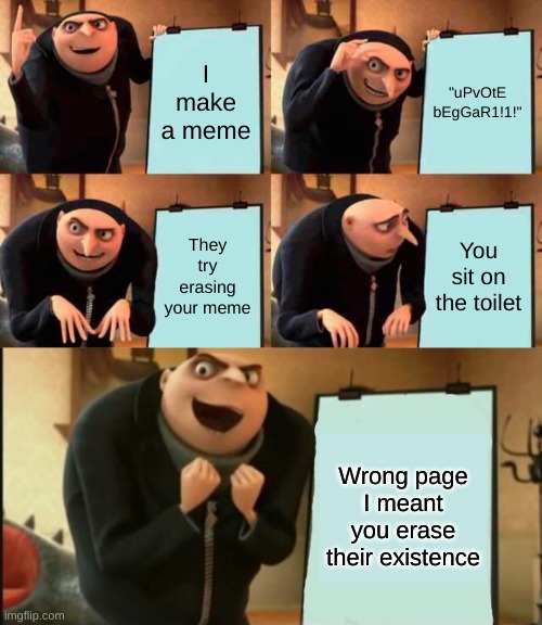 asked an ai image generator to make gru on the toilet - Imgflip