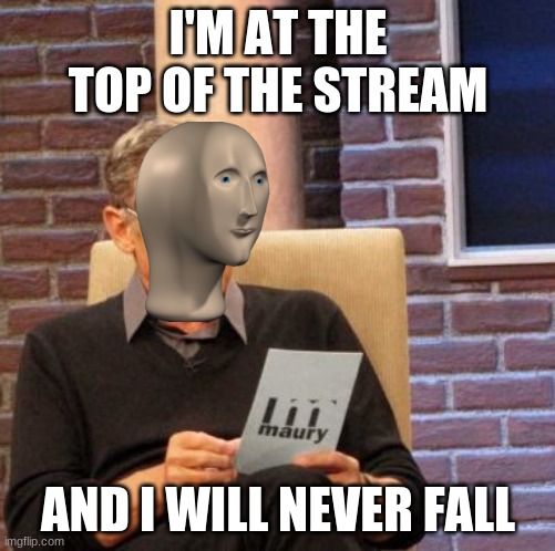 Wow | I'M AT THE TOP OF THE STREAM; AND I WILL NEVER FALL | image tagged in memes,maury lie detector | made w/ Imgflip meme maker