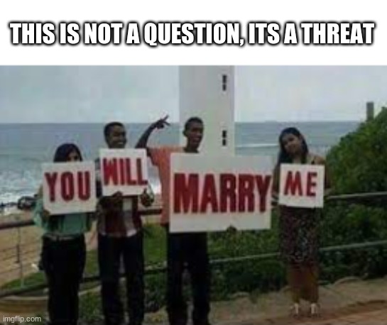 THIS IS NOT A QUESTION, ITS A THREAT | image tagged in memes | made w/ Imgflip meme maker