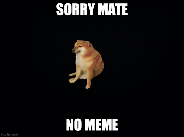 Sorry | SORRY MATE; NO MEME | image tagged in black background | made w/ Imgflip meme maker