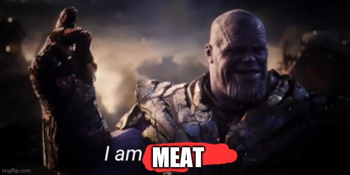 I am what I eat | MEAT | image tagged in i am inevitable | made w/ Imgflip meme maker