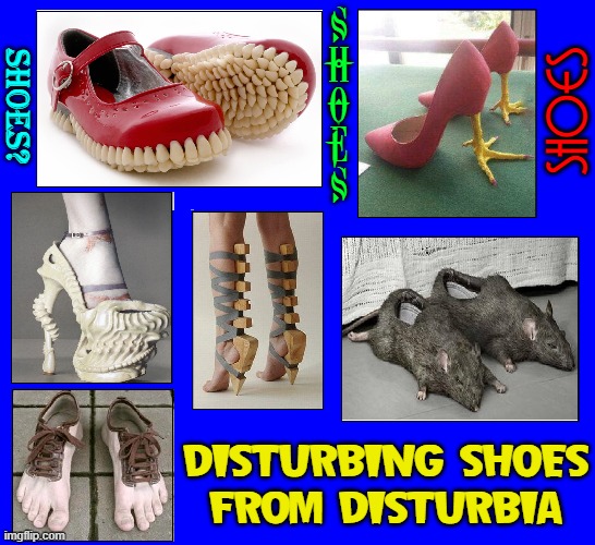 If the shoe fits, wear it! | S
H
O
E
S; SHOES; SHOES? DISTURBING SHOES
FROM DISTURBIA | image tagged in vince vance,shoes,feet,footwear,rats,memes | made w/ Imgflip meme maker