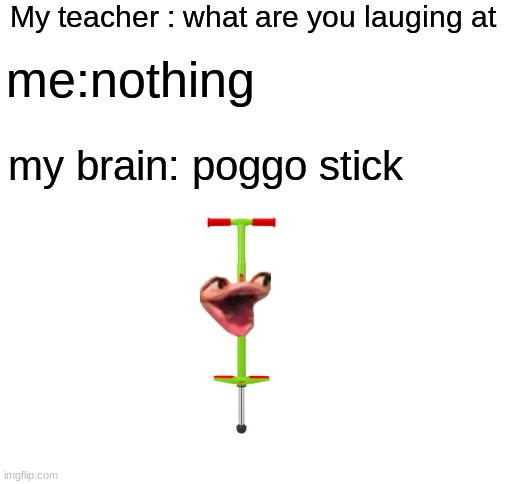 invest | My teacher : what are you lauging at; me:nothing; my brain: poggo stick | image tagged in blank white template,pog | made w/ Imgflip meme maker