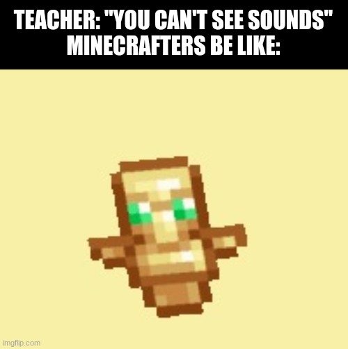 Tater tots | TEACHER: "YOU CAN'T SEE SOUNDS"
MINECRAFTERS BE LIKE: | image tagged in tater totem being used | made w/ Imgflip meme maker