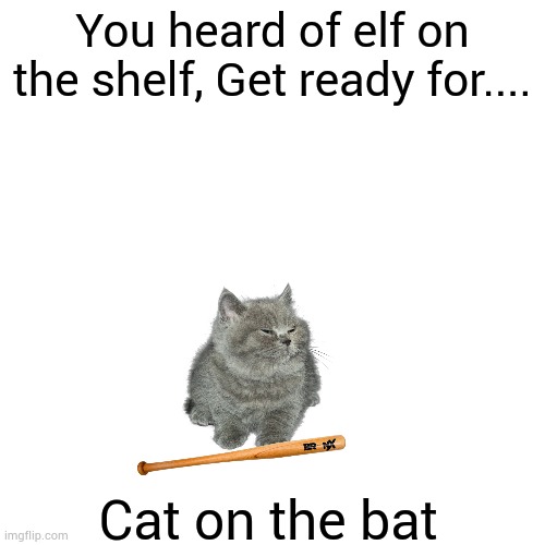 A little something i made because i was bored and didn't know what to make- | You heard of elf on the shelf, Get ready for.... Cat on the bat | image tagged in memes,cat on the bat,cute,funny,cats | made w/ Imgflip meme maker