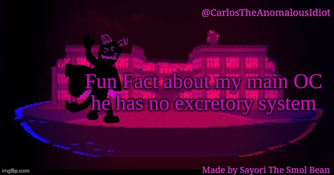just a wormhole at the end to a dimension where even quarks are shredded. so everything in the dimension just gets deleted from  | Fun Fact about my main OC
he has no excretory system | made w/ Imgflip meme maker