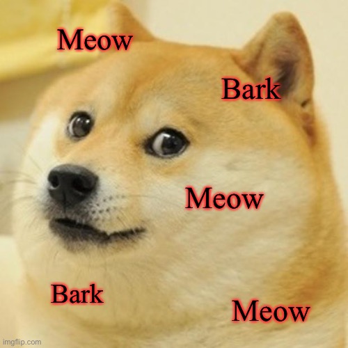 Doge Meme | Meow; Bark; Meow; Bark; Meow | image tagged in memes,doge | made w/ Imgflip meme maker