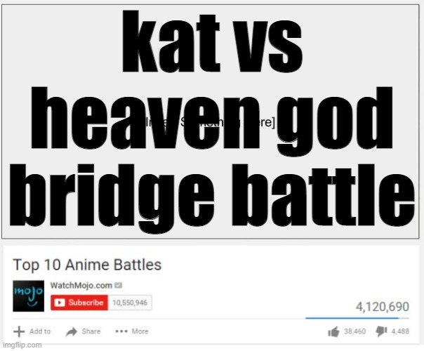 Top 10 Anime Battles | kat vs heaven god bridge battle | image tagged in top 10 anime battles | made w/ Imgflip meme maker