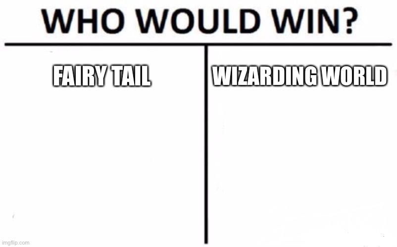 Who Would Win? Meme | FAIRY TAIL WIZARDING WORLD | image tagged in memes,who would win | made w/ Imgflip meme maker