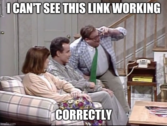 Matt Foley - I can't see real good | I CAN'T SEE THIS LINK WORKING CORRECTLY | image tagged in matt foley - i can't see real good | made w/ Imgflip meme maker
