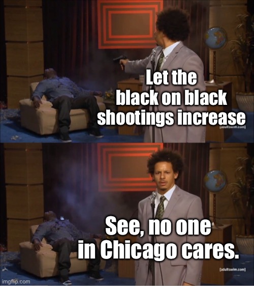 Who Killed Hannibal Meme | Let the black on black shootings increase See, no one in Chicago cares. | image tagged in memes,who killed hannibal | made w/ Imgflip meme maker