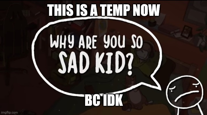 Why are you so sad kid | THIS IS A TEMP NOW; BC IDK | image tagged in why are you so sad kid | made w/ Imgflip meme maker