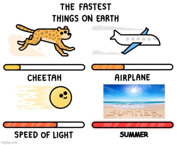 The Fastest Things on Earth | SUMMER | image tagged in fastest thing possible,memes,fast,faster,summer | made w/ Imgflip meme maker