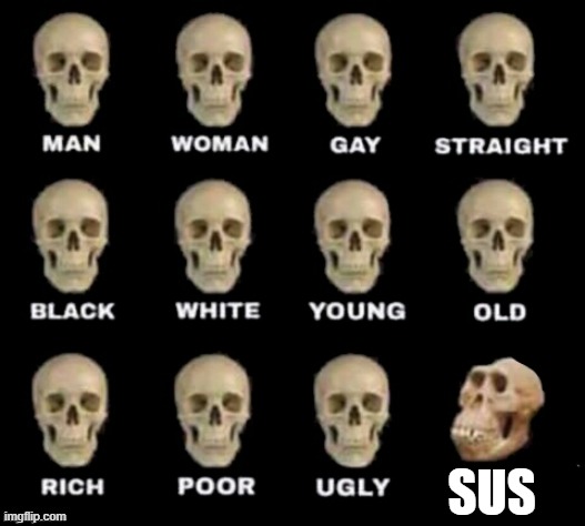 When the skull is sus! | SUS | image tagged in idiot skull,among us,memes,impostor,sus | made w/ Imgflip meme maker