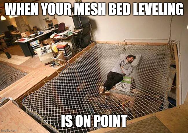 mesh bed leveling | WHEN YOUR MESH BED LEVELING; IS ON POINT | image tagged in mesh bed leveling,3d printing,meme,bed level | made w/ Imgflip meme maker